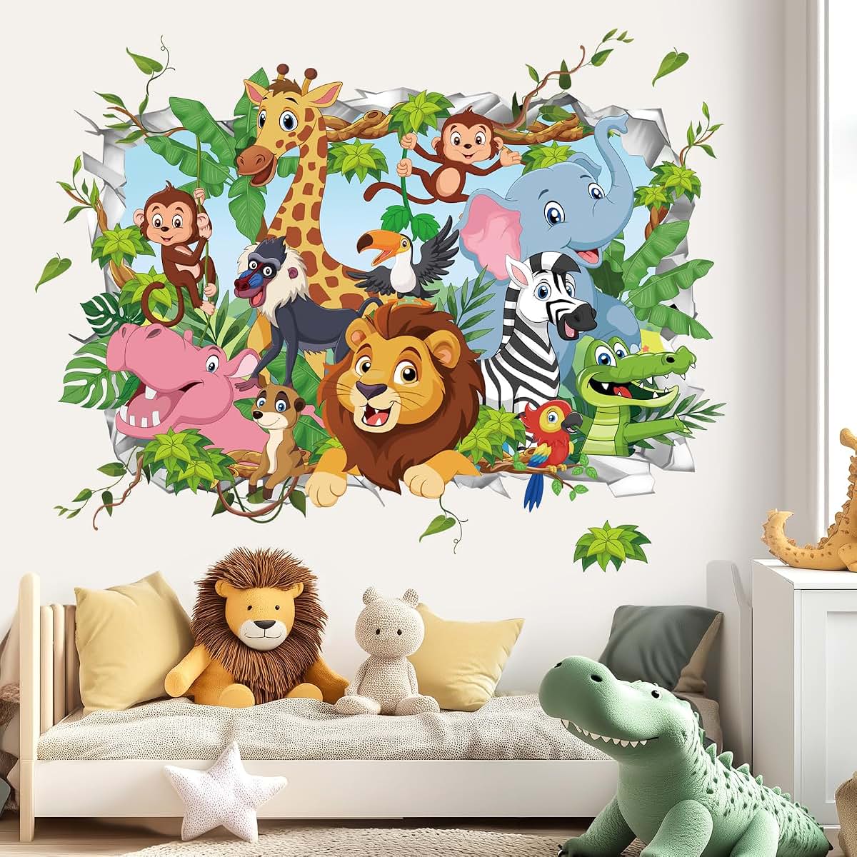 Wondever 3D Jungle Animals Wall Decals | Peel and Stick Nursery Decor