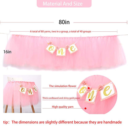 WAOUH Tutu Highchair Decoration for 1st Birthday Pink