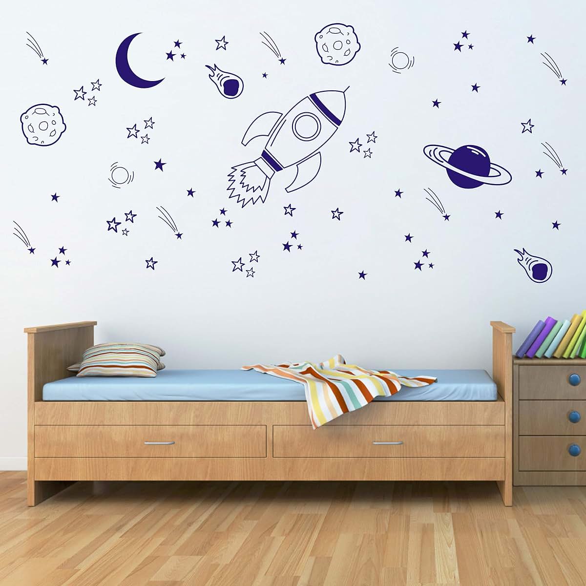Dycica Rocket and Space Ship Nursery Wall Decals