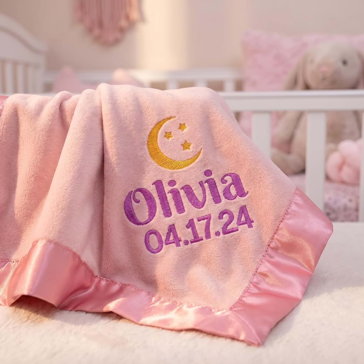 Custom Empire Shop Ships Next Day Personalized Baby Blanket with Embroidered Name - Soft Customized Baby Blanket for (photo 3)
