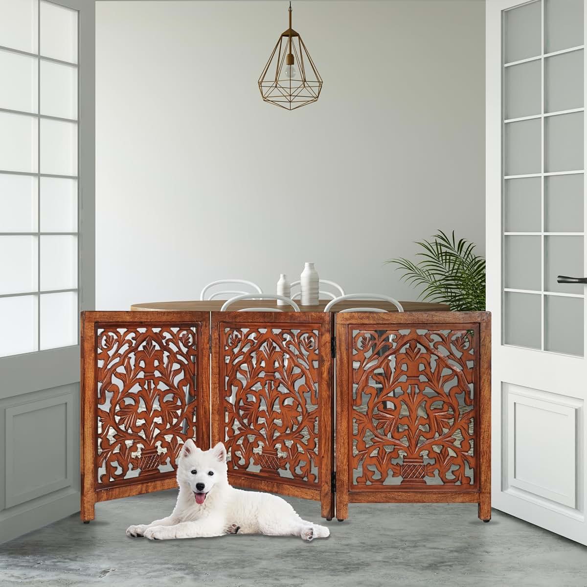 Homebia Designs Pet Gate – Foldable 3-Panel Wooden Dog Barrier (photo 2)