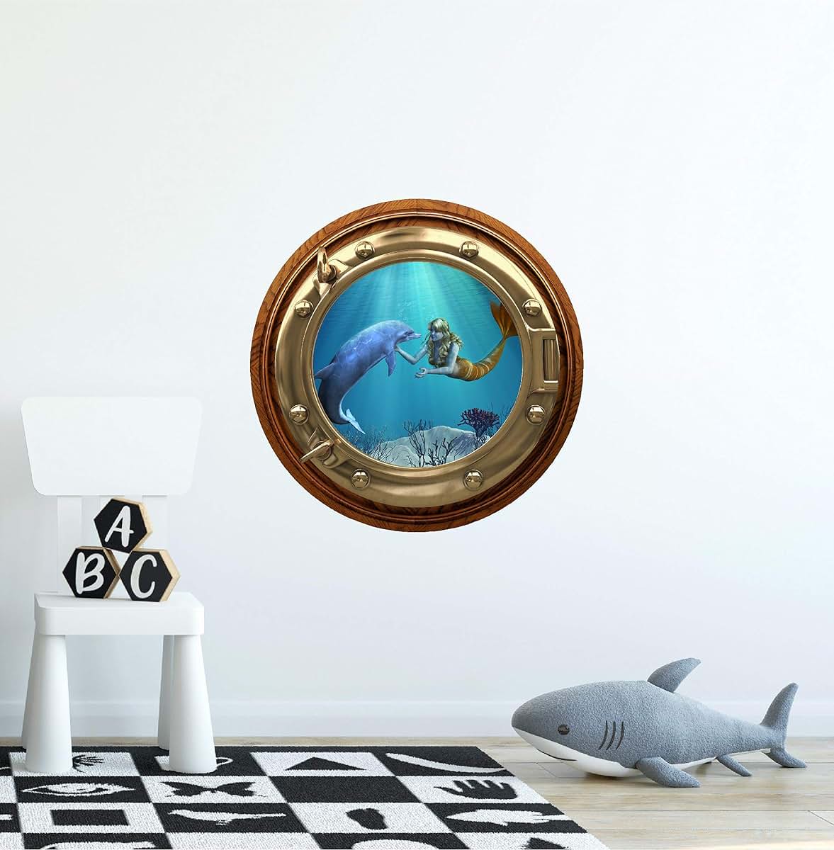 Stickit Graphix 12" Porthole 3D Window Wall Sticker Mermaid Dolphin