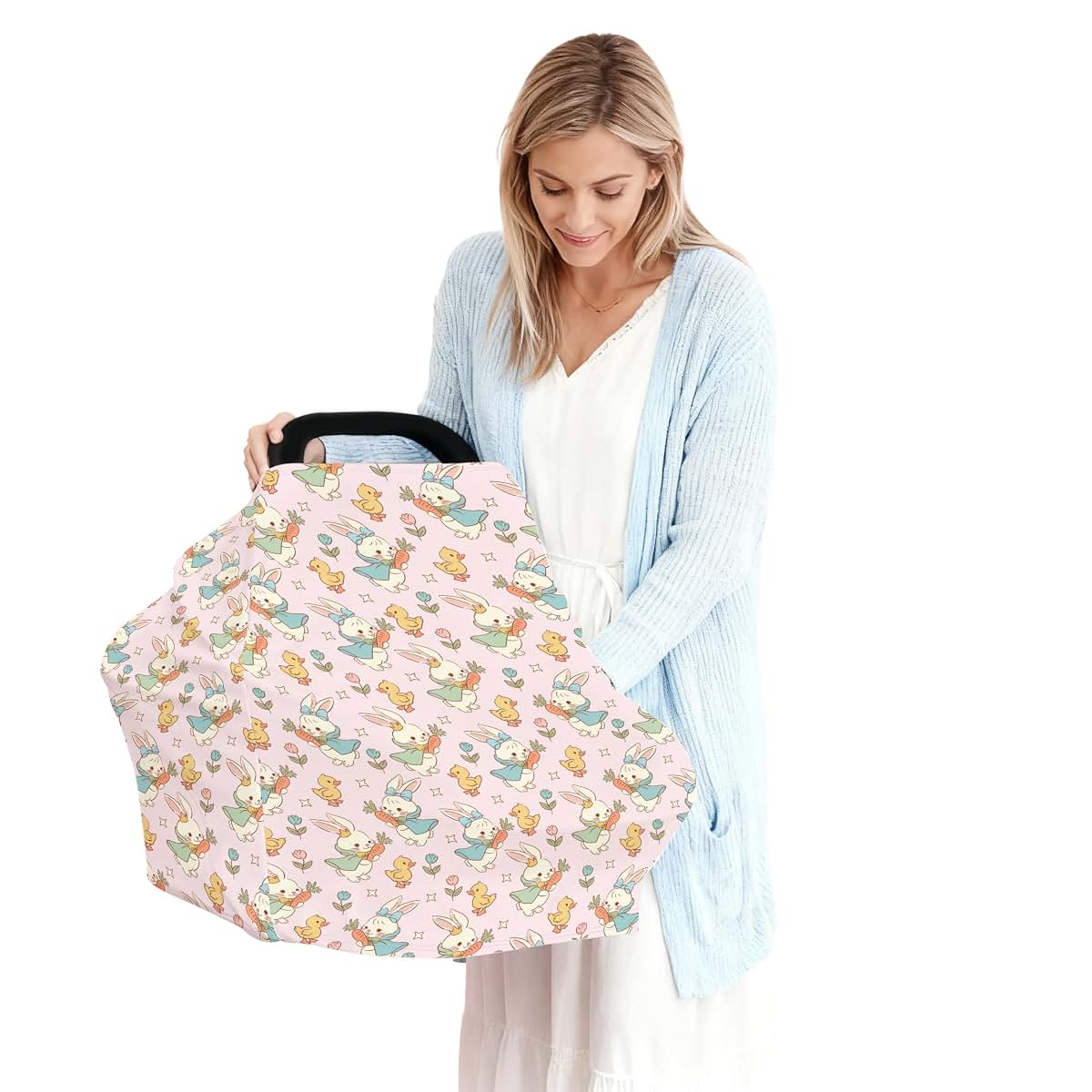 Cstdyfrv Vintage Easter Bunny Floral Baby Car Seat Cover (photo 4)