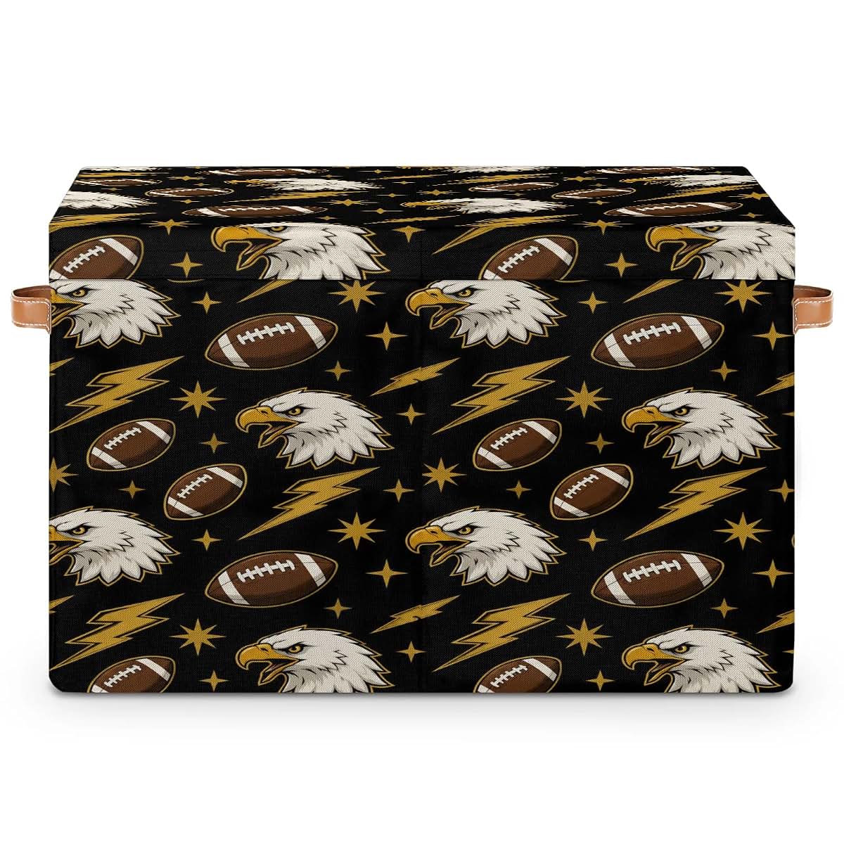 Mifewlor Large Toys Storage Box with Lid Football Bald Eagles