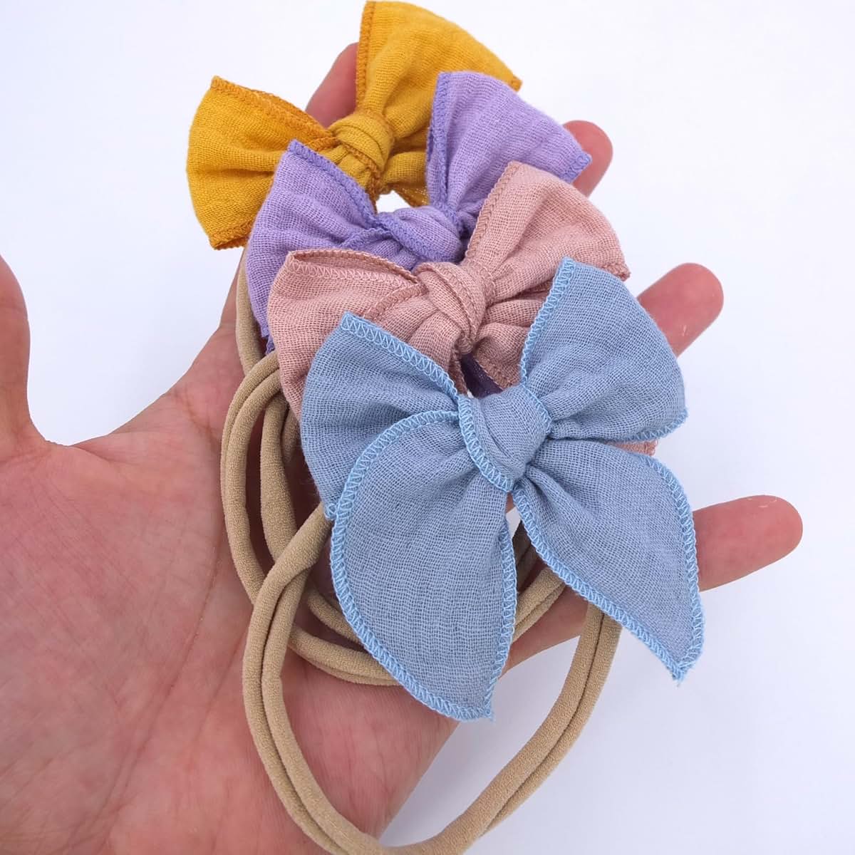 Sugarmelon Original Cotton Gauze Headband for Newborn Toddler Infant Baby Girl Kids Muslin Cotton Hair Bow Headbands (photo 4)