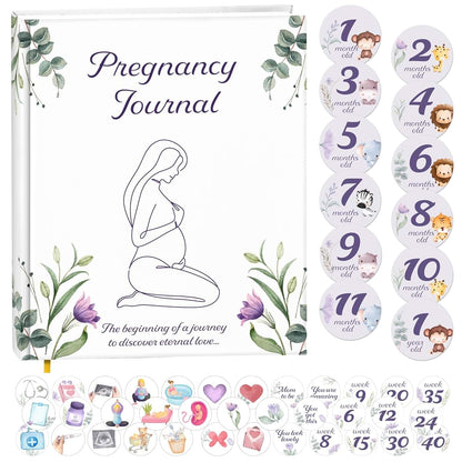 MATHIAS WORLD Pregnancy Journal & Baby Memory Book, with Stickers and Milestone Cards, Baby Book Keepsake, 152 Pages (photo 2)