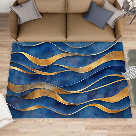 Hygiuid Abstract Waves Area Rug 4x5 Rectangular Low-Pile