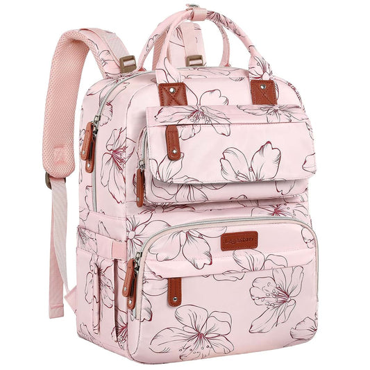 Legestori Diaper Bag Backpack, Baby Girl Diaper Bag for Mom, Large Pink Floral Diaper Bag Backpack for Girls