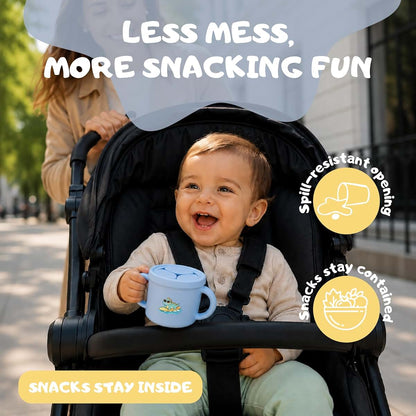 QEQITOS2010 Silicone Snack Cup, Toddler Snack Container, Spill Proof