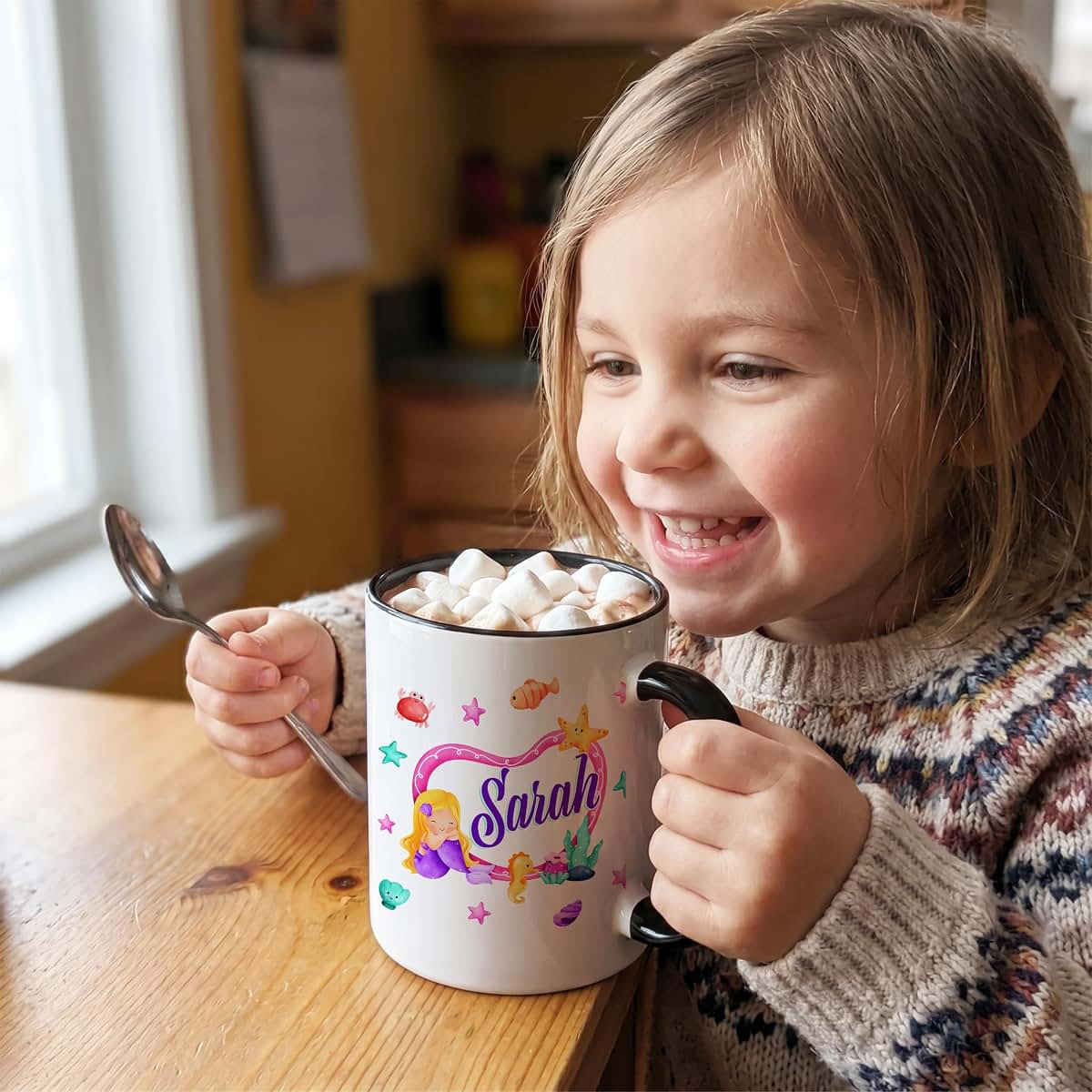 Printualist Personalized Coffee Mug for Kids, Custom Name & Initial Mug, 11oz & 15oz Hot Chocolate, Cocoa, Milk, Tea (photo 3)