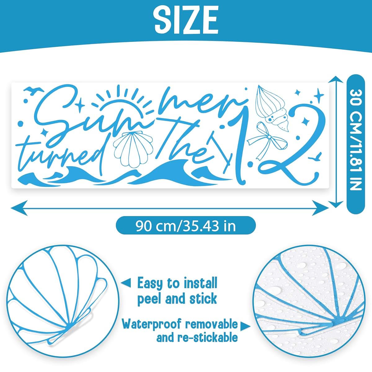 Sjcysrilla "The Summer I Turned 12" Glitter Wall Decal for Party Backdrop Decor