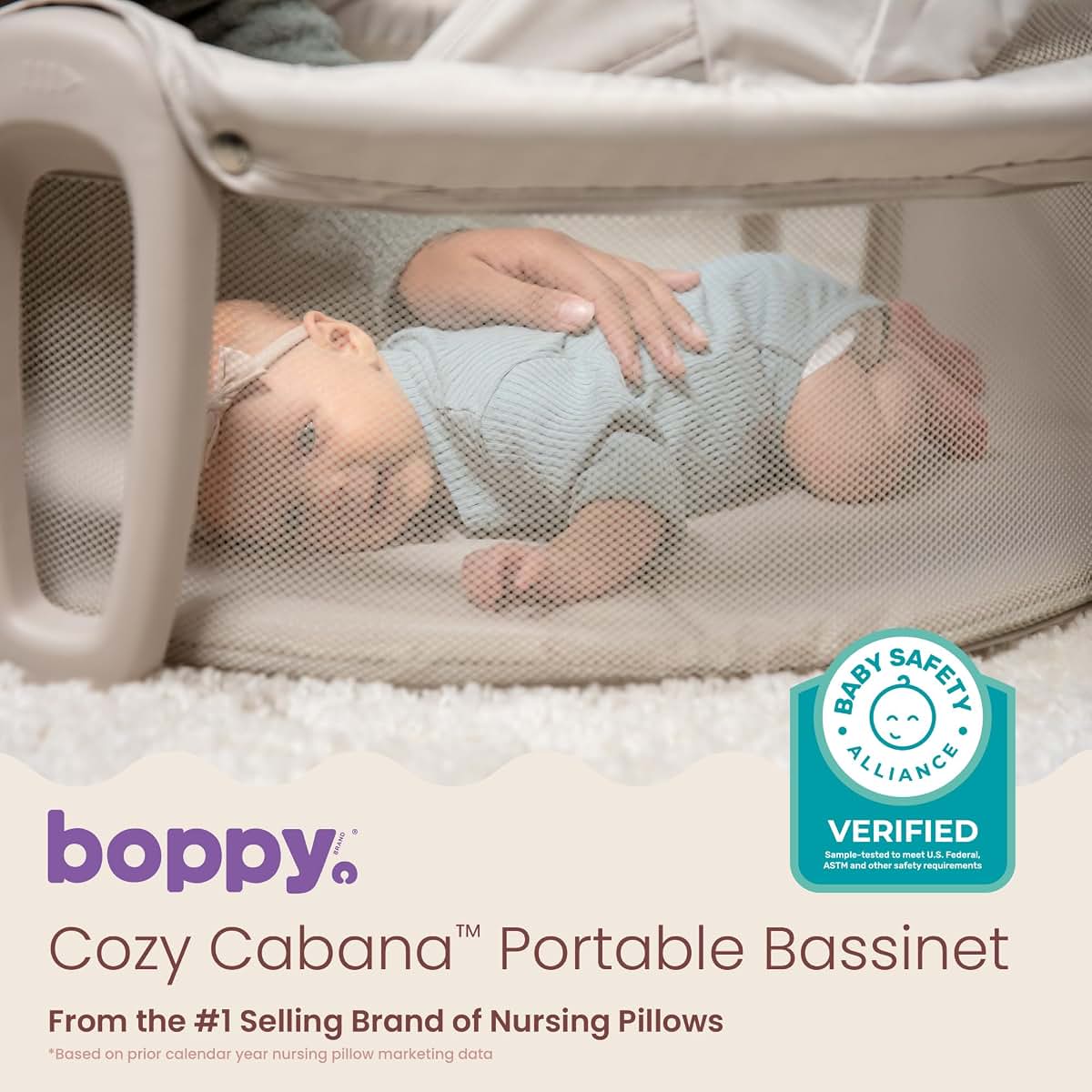 Boppy Cozy Cabana Portable Bassinet for Baby Travel Bed & Play Area
