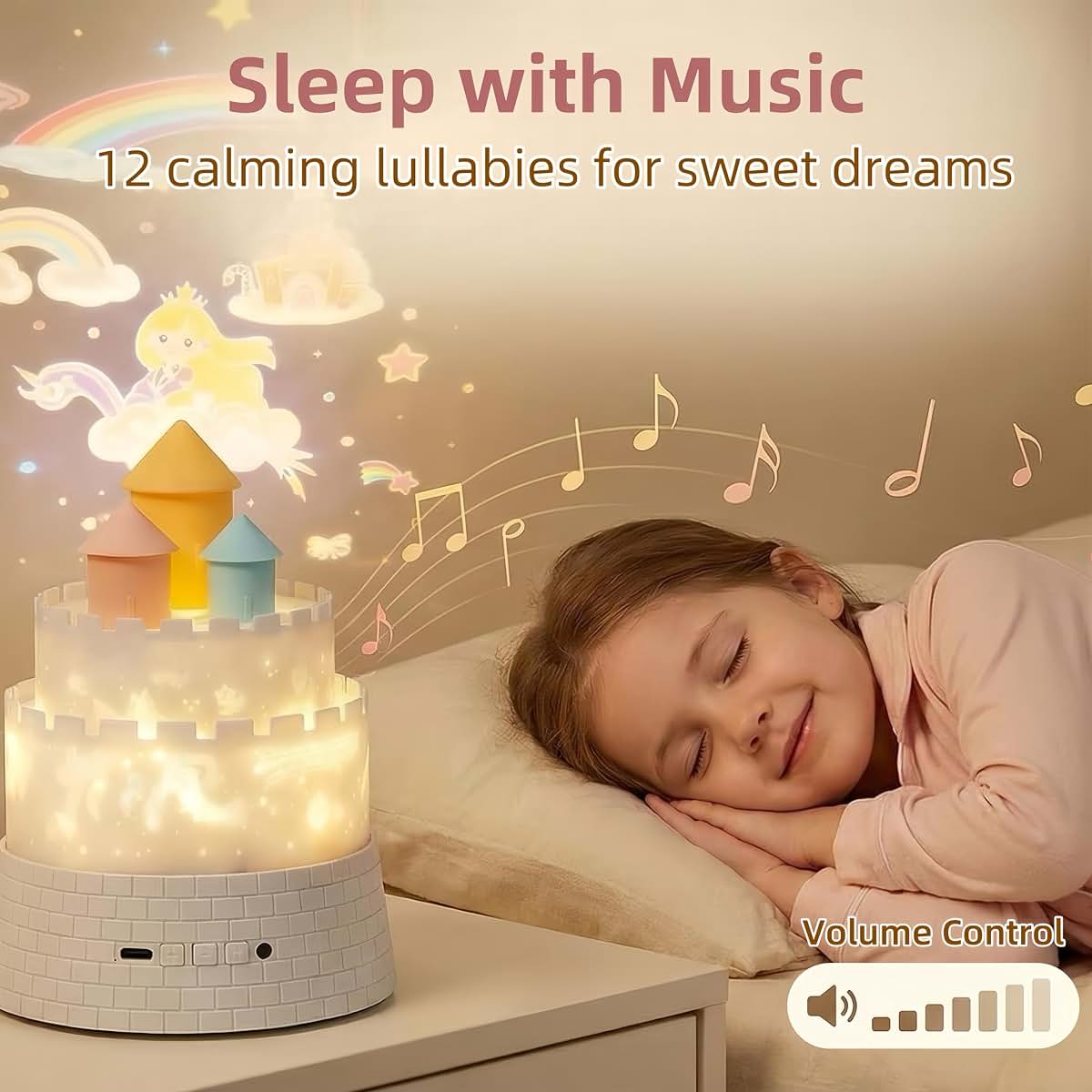 ColorSavvy Princess Night Light For Kids - Rotating Star Projector