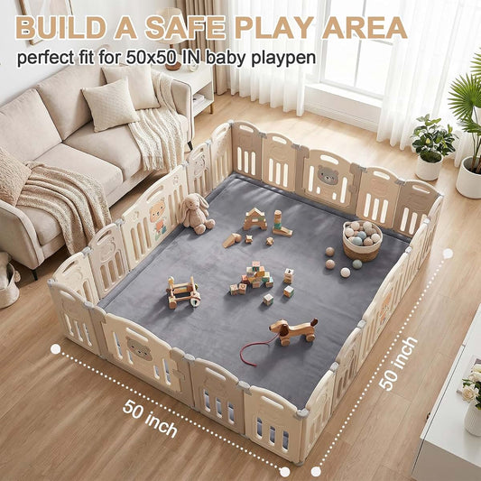 BabyOneStop Ultra Soft Memory Foam Play Mat, 50"x50" Dark Grey