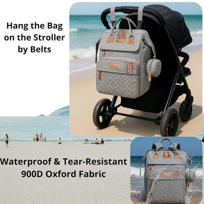 P@B PBell Bebetaje XL Diaper Bag Backpack with Changing Station, Grey (photo 3)