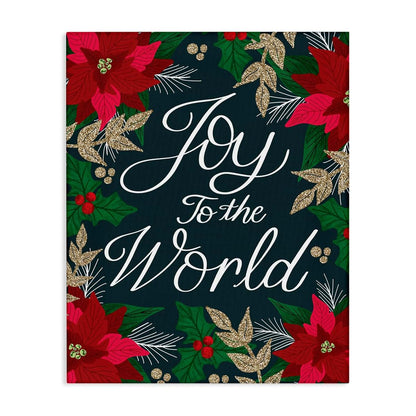 Stupell Industries Joy to the World Festive Red Poinsettia Canvas Art 24x30 Inches Ready to Hang