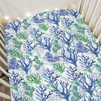 ZoUbqchY Coral Reef Baby Crib Sheet, 52x28, Stretchy Fitted, Polyester