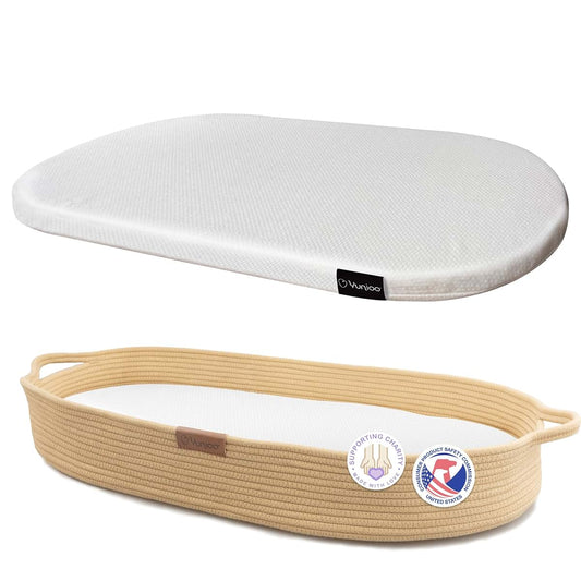 Yunioo Baby Changing Basket, Portable Diaper Changing Pad, Moses Basket for Newborns, Changing Table Topper for Baby