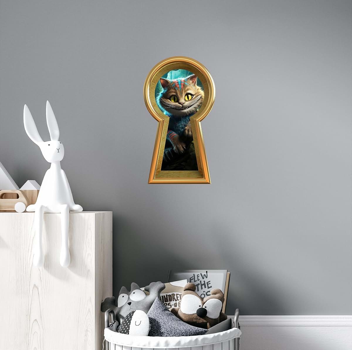 Stickit Graphix Cheshire Cat Keyhole Wall Decal 16-Inch Peel And Stick Decor