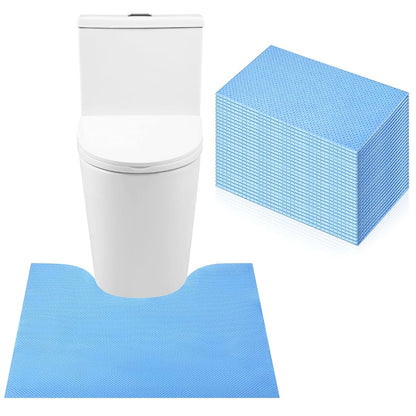 30 Pack Disposable Toilet Mats U-Shaped Non-Slip Blue