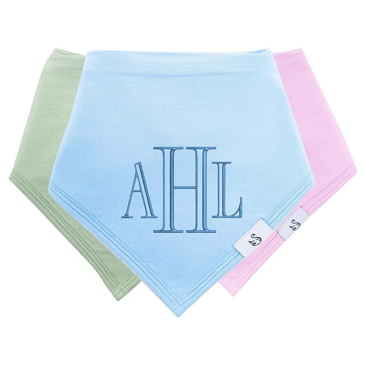 SWaddle AN Personalized Baby Bib Set 4 Pack Custom Bandana Style with Snap Fasteners, Breathable Silky-Soft Rayon Made
