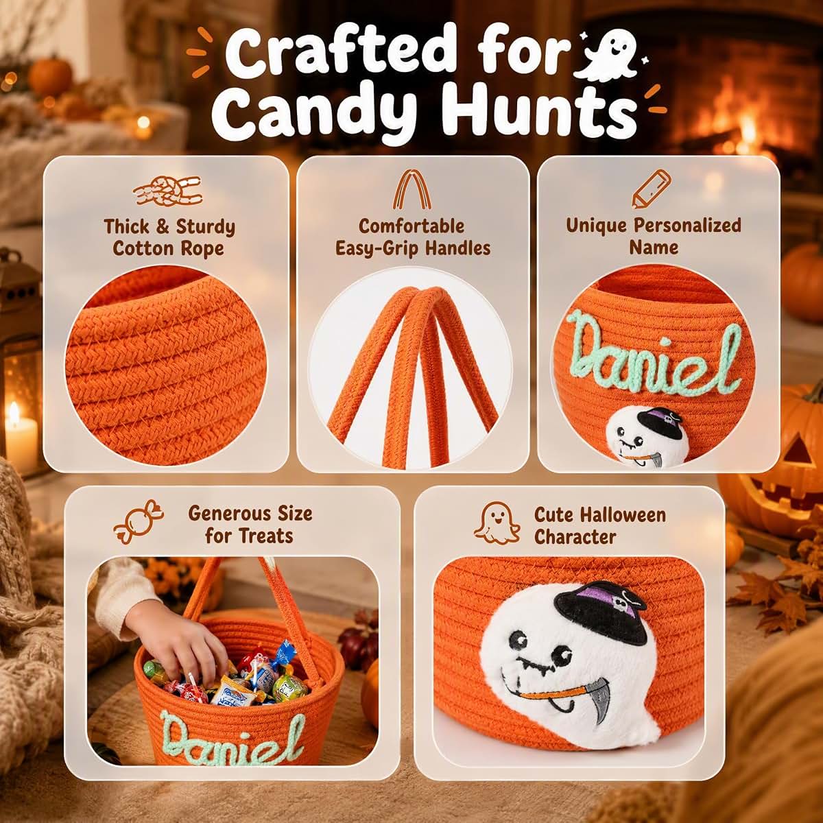 Feayuso Personalized Halloween Basket for Kids (photo 3)