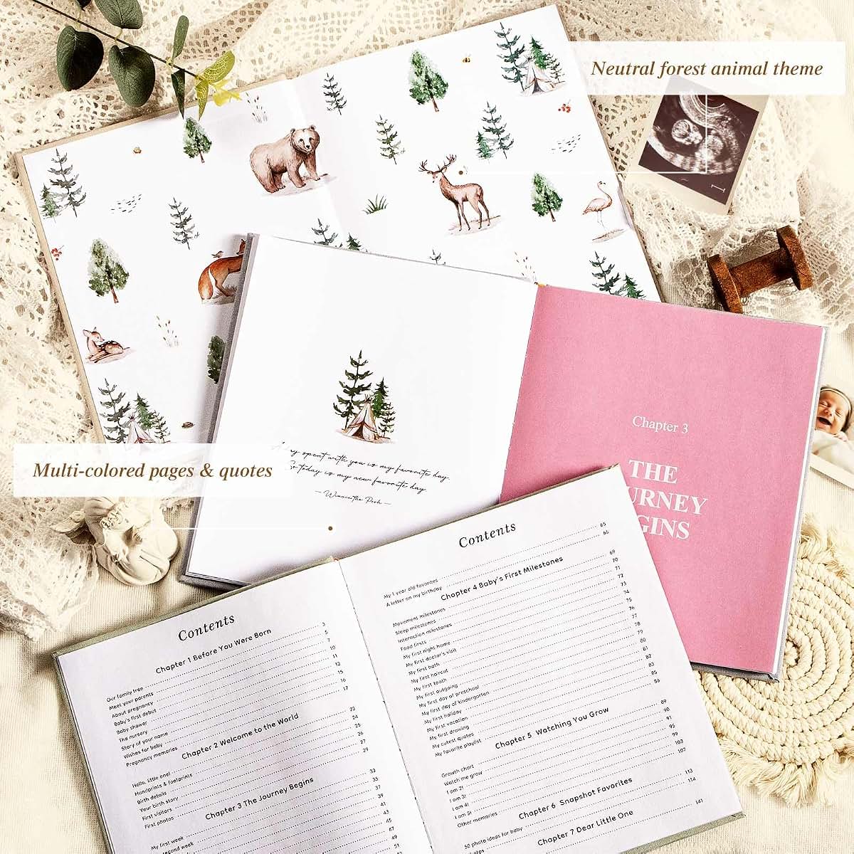 Lanpn Baby Memory Book - Linen Keepsake Journal for First 5 Years