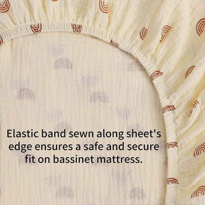 Onacosht Muslin Bassinet Sheets 2 Pack | 100% Cotton Small Round Fit