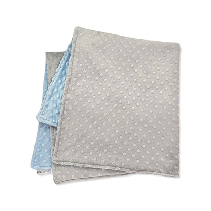 Meg Original Blue & Gray Minky Dot Crib Blanket for Babies and Toddlers