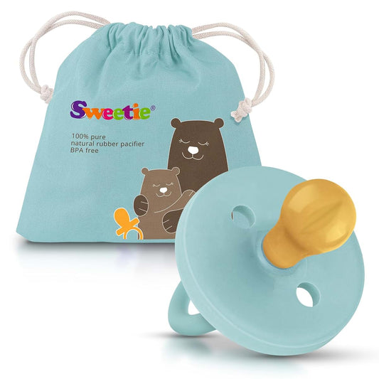 Sweetie Natural Rubber Pacifier Rounded Turquoise Medium