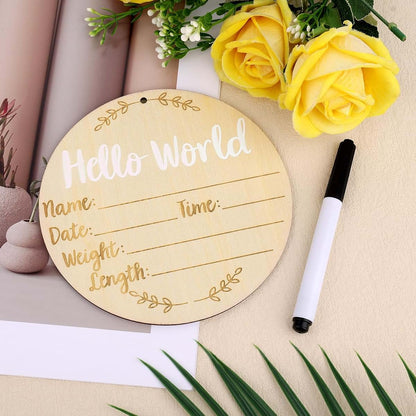 Hello World Newborn Sign Plaque for Baby Showers and Nursery Decor