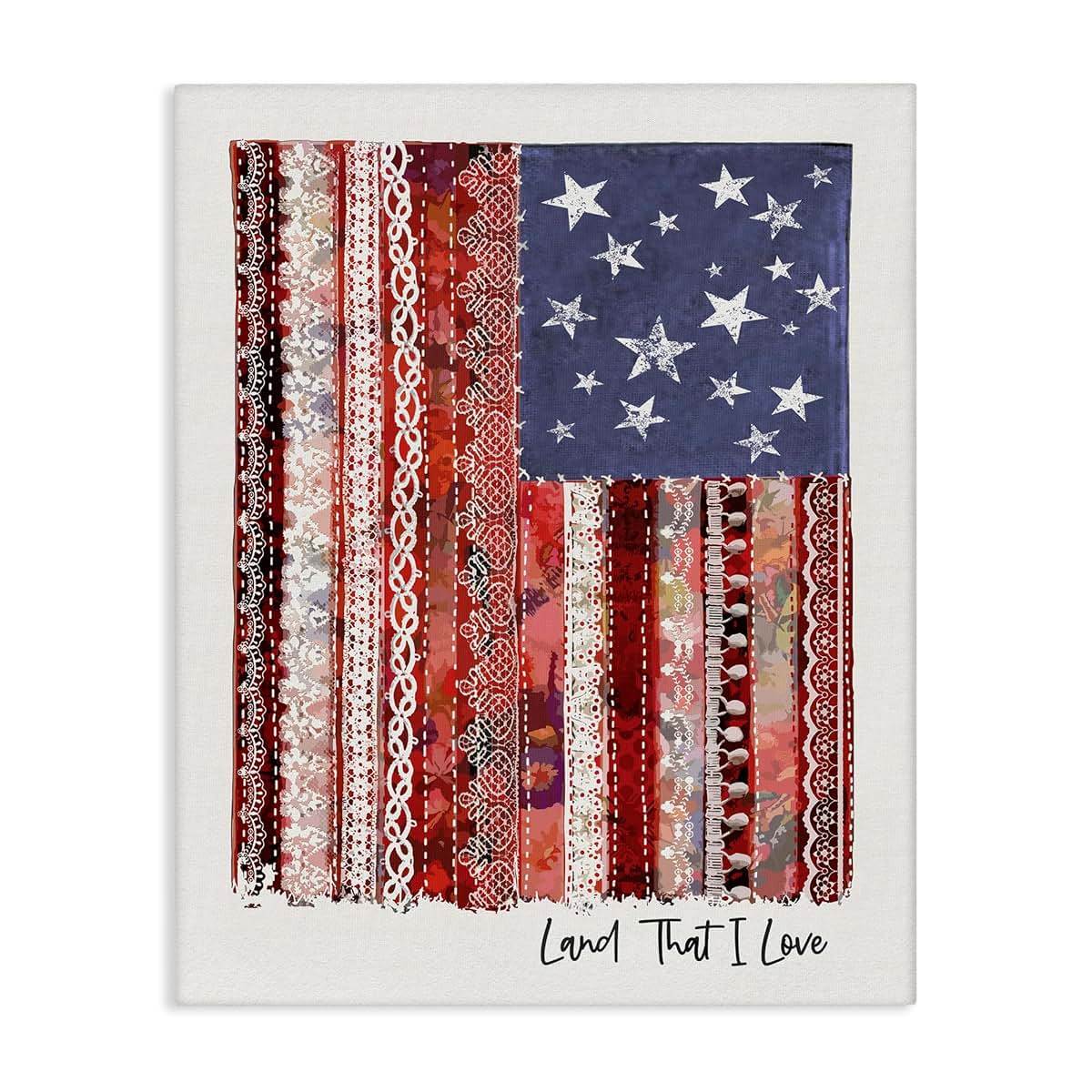 Stupell Industries Land That I Love Macramé American Flag Canvas Wall Art