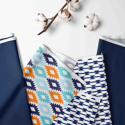 Bacati Aztec Nursery Fabric Storage Caddy in Aqua, Orange, and Navy (photo 2)