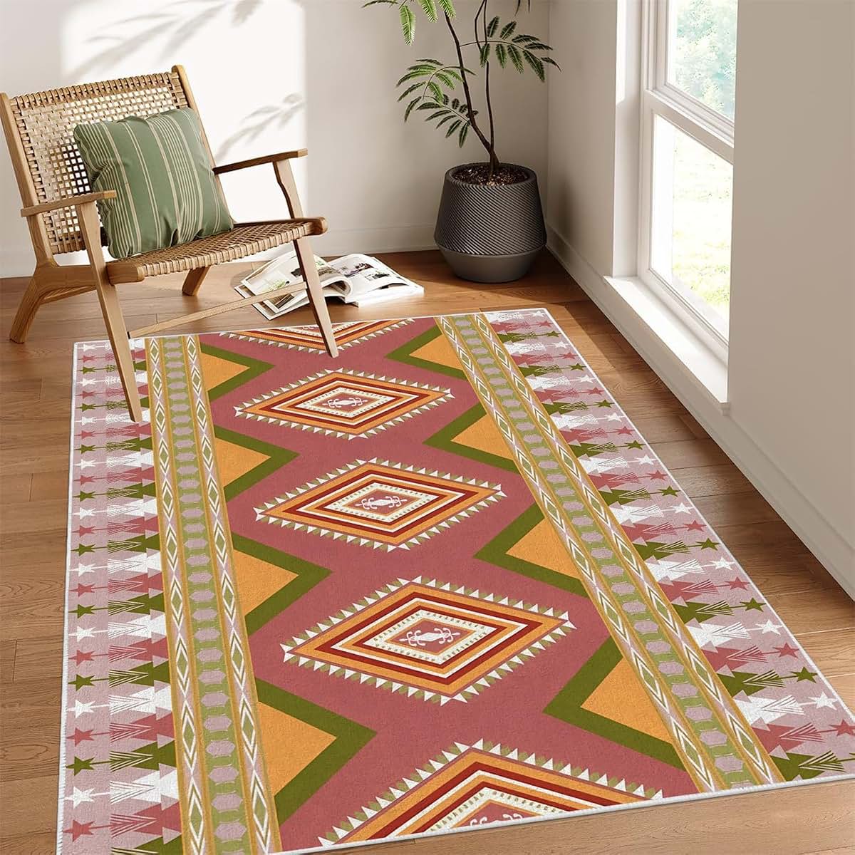 Dyausi Geometric 2x4 Area Rug - Striped Pastel Rectangular Carpet