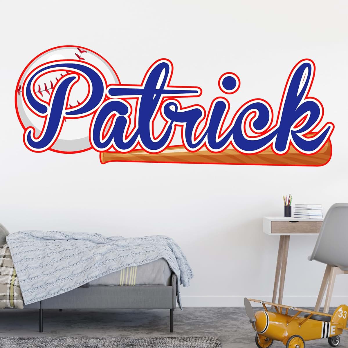 AdesiivoStudio Personalized Baseball Wall Decal Name Sticker