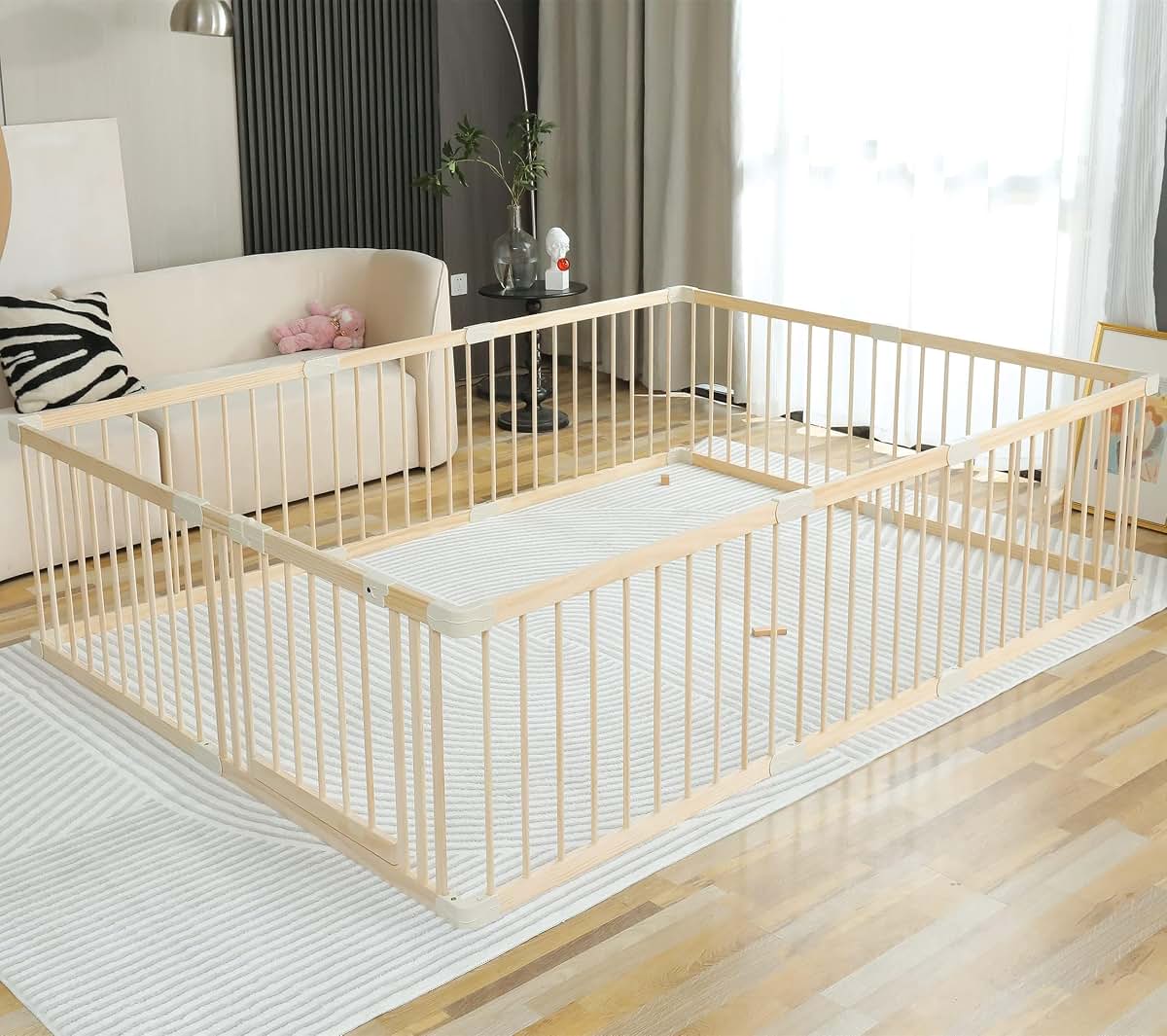Smilebaby Baby Playpen Play Fence Gate Play Pen Wood Large,Playpens for Babies and Toddlers Kids Indoor,Baby Play Yards (photo 2)