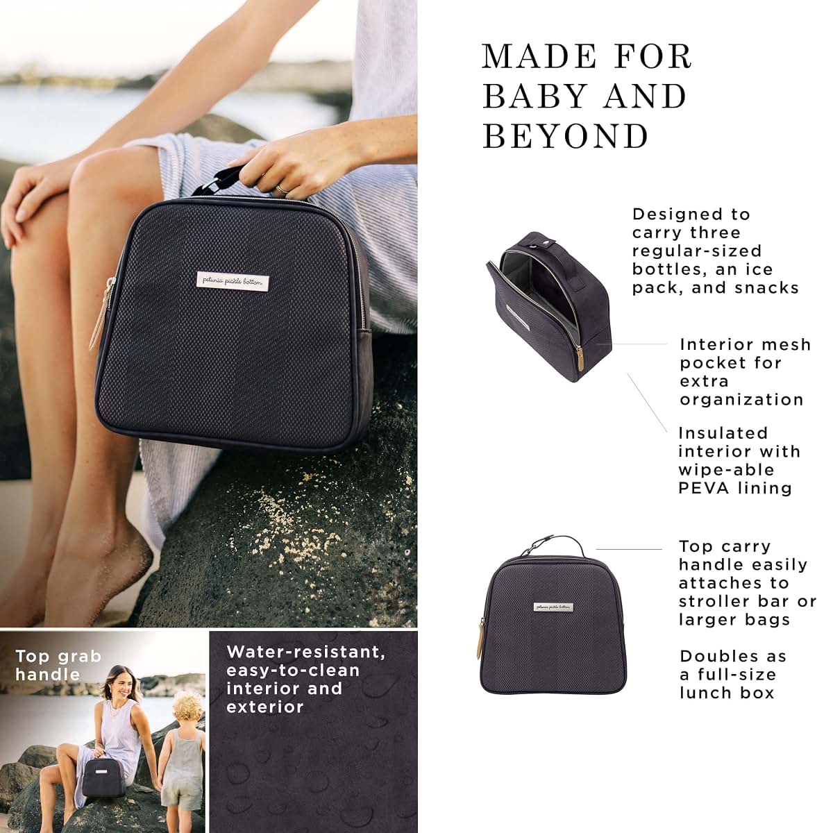 Petunia Pickle Bottom Tandem Insulated Lunch Tote, Carbon Cable Stitch