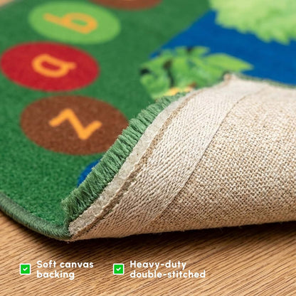 SAFECASTLE Wild About Learning Jungle Alphabet Classroom Rug, 6' x 8'4"