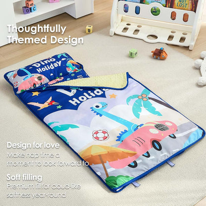 NacoMoco Toddler Nap Mat with Pillow and Blanket, Ultra Soft for Daycare and Travel