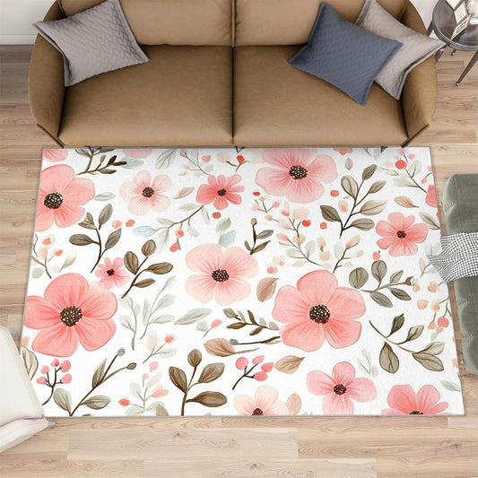 HYGIUID Florals Area Rugs 4x5 - Florals Rug for Entryway, Flowers Washable Entry Way Rugs Kids Carpet for Inside House