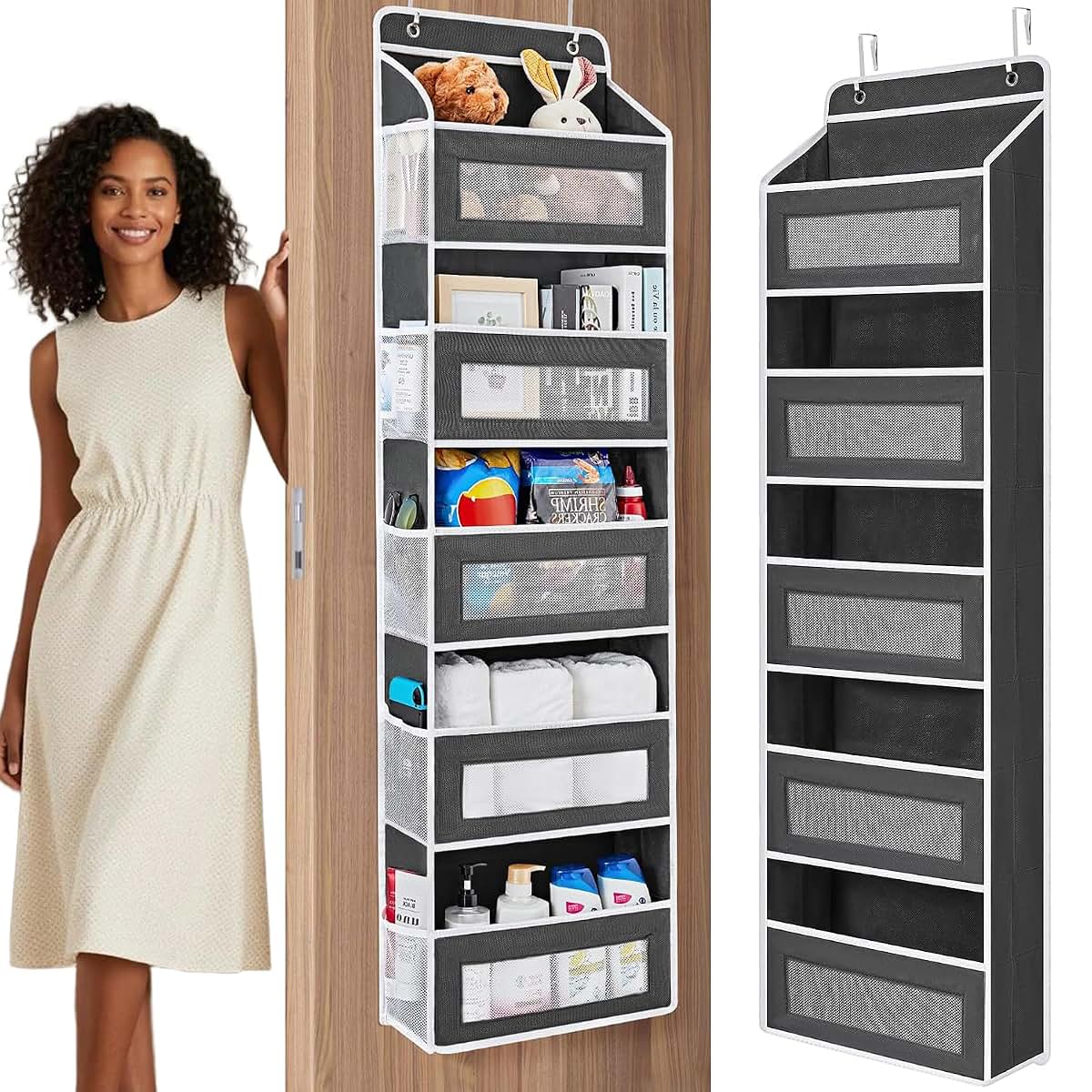 Coraltree Over The Door Organizer, 5-Tier Hanging Storage In Black