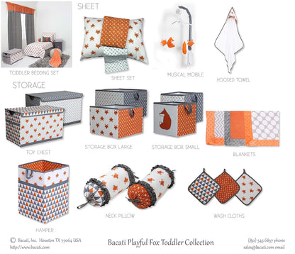 Bacati - Playful Foxes Orange Changing Pad Cover (Orange/Grey Fox with Triangles in Gussett) (photo 4)