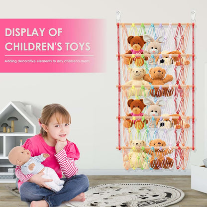 Stuffed Animal Storage Hammock Net, 52x105cm Cotton Rope Wall Hanging Organizer for Nursery