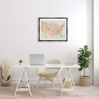 Stupell Industries Traditional USA Map Canvas