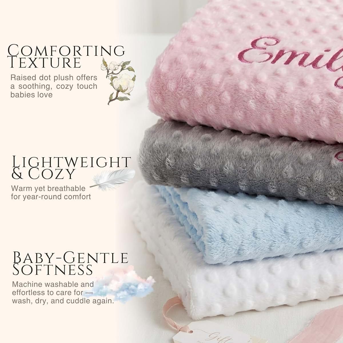 Kryvoxc Personalized Baby Blanket and Teddy Bear,Custom Boy Gifts Set (photo 3)
