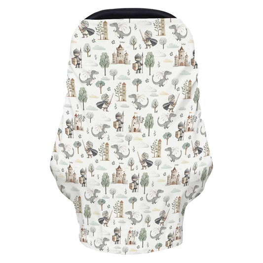 Cstdyfrv Cute Pastel Dragons Castle Knight Baby Car Seat Cover And Nursing Cover