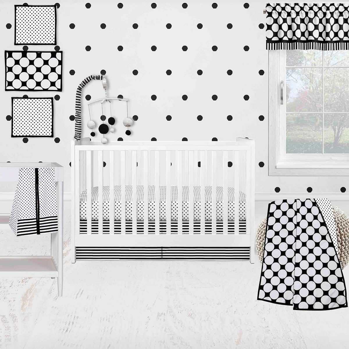 Bacati Dots Stripes Black White 10 pc Crib Bedding Set