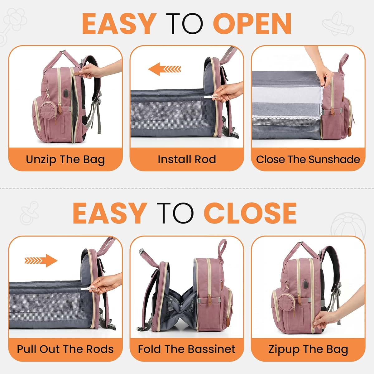 LillyNaps Diaper Bag Backpack with Changing Station | 600D Oxford Waterproof Baby Bag for Mom & Dad | Large Baby Diaper (photo 4)