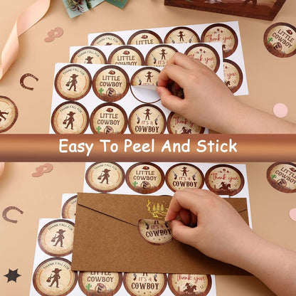 Cowboy Thank You Stickers Kit for Western Baby Shower Party Decorations