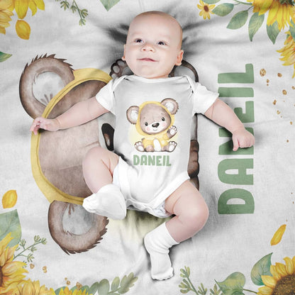 Voz Personalized Baby Blankets with Name, Customized Baby Blankets for Boys - Bear Baby Blanket, Best Gift for Baby (photo 2)